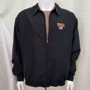 Antigua Pirates Lightweight Zip Jacket Wind Resistant Microfiber Black Men's XL
